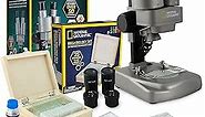 NATIONAL GEOGRAPHIC Kids Microscope Science Kit - Dual LED Microscope for Kids, Ultra Bright 20x & 50x Magnification, 35 Microscope Slides, Most Complete Microscope Kit for Kids 8-12, Biology for Kids