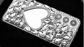 Ciwlrne Suitable for Samsung Galaxy S23 6.1 inch 3D Bling Love Mirror Shining Diamond Luxury Diamond Series Mobile Phone case. (Transparent)