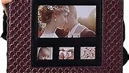 RECUTMS Picture Album Book for 600 4x6 Photos Button Grain Leather Cover Large Capacity Wedding Family Picture Albums Holds Horizontal and Vertical 4x6 Pictures with Black Pages(Red Wine)