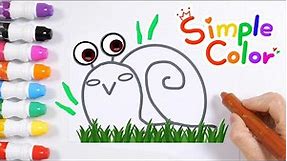 Color the snail while listening to the nursery rhyme | Coloring Easy Pictures with Crayons