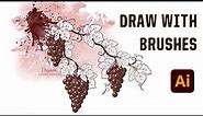 Digital Vector Drawing - How I draw a Grapevine Branch in Adobe Illustrator with Brushes