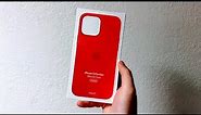 Apple Iphone 13 Pro max Silicone Case With MagSafe Product RED Unboxing and Impressions