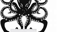 Blulu Octopus Toilet Paper Holder Black Iron Decorative Nautical Toilet Roll Paper Holder Wall Mounted Octopus Paper Towel Holder Novelty Octopus Bathroom Decor for Nautical Halloween Christmas Decor