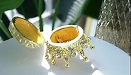 LONGSHENG - SINCE 2001 - Hand Painted Gold Crown Figurine Jewelry Trinket Box Wedding Favor Gift Ring Holder Desk Decor