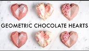 GEOMETRIC CHOCOLATE HEARTS | 3 easy ways