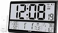 Atomic Clock DOVEET-Digital Wall Clock Never Needs Setting/ Easy to Read/Easy Set Up/Indoor Outdoor Temperature-Wireless Outdoor Sensor Battery Powered(4.5" Numbers)