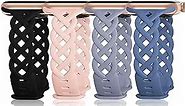 Slim Silicone Bands Compatible with Apple Watch Band 40mm 38mm 41mm 44mm 45mm 42mm Women Floral Breathable Braided Lace Thin Sport Strap Replacement Wristbands for iWatch SE Series 9 8 7 6 5 4 3 2 1