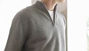 Men's Quarter-Zip Cashmere Sweater Soft Long Sleeve