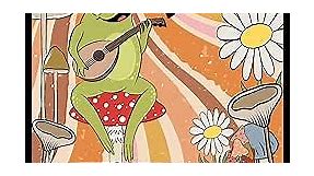 Stay Weird Poster - Retro Frog With Ukulele Print - Groovy Frog Art - Trendy Art - Preppy Art - Modern Art - Chic Boho Art - Funny Living Room or Bedroom Decor - 8x10 UNFRAMED Wall Art