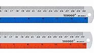 12 Inch / 30 cm Assorted Color Aluminum Ruler in Inch and CM Scale with Hanging Hole | Pack of 6