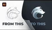 Wolf Logo Design Tutorial - From Sketch to Vector - 4 Illustrator Tips #logodesign #wolf #tutorial