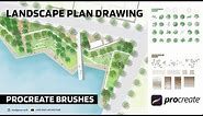 Landscape Architecture Plan Drawing in Procreate Ipad | Landscape Brushes