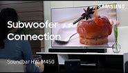 How to manually connect the Subwoofer To Your HW-M450 Flat Soundbar | Samsung US