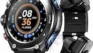 2 in 1 Smart Watch with Earbuds,MP3,Voice Recorder, Call, Fitness Tracker with Blood Oxygen Heart Rate Sleep Monitor, 1.28 Inch Touch HD Screen Activity Tracker for iPhone Samsung Android Phones