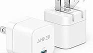 USB C Charger, Anker 2-Pack Fast Charger with Foldable Plug, PowerPort III 20W Cube Charger for iPhone 15/15 Plus/15 Pro/15 Pro Max/14, Galaxy, Pixel 4/3, iPad/iPad Mini, and More(Cable not Included)