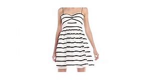 Adrianna Papell Hailey Women's Short Stripe Orgnaza Dress, Black/White, 2