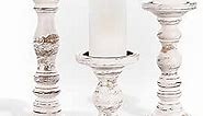 Candle Holders for Pillar Candles - Large Wooden Tall Candle Holders Compatible with Battery-Operated Candles - Pillar Candle Holders Set of 3