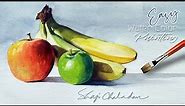 Fruits Watercolor | Red & Green Apple | Banana | Primary Colors only