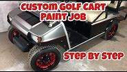 How To Paint A Golf Cart CUSTOM PAINTED CLUB CAR & WHEELS & TOP Two Tone Paint Job With Stripes