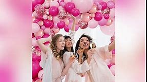 Pink Balloons Garland Arch Kit,154pcs Hot Red Pink Light Pink Rose Gold Confetti Balloons for Girl Women Baby Shower Bridal Shower Mother's Day Wedding Birthday Valentine's Day Party Decorations