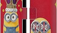 Head Case Designs Officially Licensed Minions Bob Crown Minion British Invasion Leather Book Wallet Case Cover Compatible with Motorola One 5G