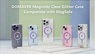 DOMAVER for iPhone 14 Case and iPhone 13 Case Magnetic Clear Glitter [Compatible with MagSafe] Bling Sparkle Soft Protective Cover for iPhone 14/13 -Clear