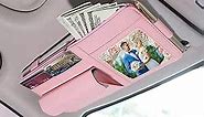 Car Visor Organizer for Auto Interior Accessories - Sunvisor Organizers with Glasses Holder and Picture Frame, Cute Car Visor Accessories for Women, Car Essentials for Truck You Must Have - Pink