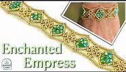 ENCHANTED EMPRESS Crystal Beaded Bracelet Tutorial using seed beads and 4mm bicone crystals