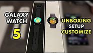 Samsung Galaxy Watch5 40mm GPS with Hybrid Leather Band Unboxing + First Boot Up (Graphite)