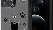 Case for iPhone 13 & iPhone 14,Simplicity Cute Cartoon Christmas Creative Cat Lucky Phone Case,Stylish Durable TPU Protective Phone Cover Hard Shockproof Case for Girls Women-Matte Black