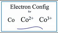 Electron Configuration for Co, Co2+, and Co3+ (Cobalt and Cobalt Ions)