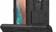 PUSHIMEI Nokia 7.2 Case,Nokia 6.2 Case, Heavy Duty Shockproof with Kickstand Hard PC Back Cover Soft TPU Dual Layer Protection Phone Stand Case Cover Nokia 6.2/7.2(Black Kickstand case)