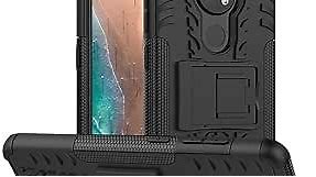 PUSHIMEI Nokia 7.2 Case,Nokia 6.2 Case, Heavy Duty Shockproof with Kickstand Hard PC Back Cover Soft TPU Dual Layer Protection Phone Stand Case Cover Nokia 6.2/7.2(Black Kickstand case)