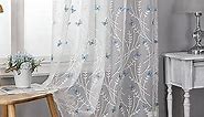 VISIONTEX White Sheer Voile Curtains, Decorative White Embossed Butterflies Rod Pocket Window Drapes for Home Kitchen, Living Room and Bedroom 54 x 84 Inch, Set of 2 Curtain Panels