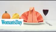 How to Fold a Turkey Napkin | Woman's Day