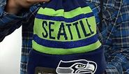 Seahawks 'METALLIC STRIPE' Navy-Lime Knit Beanie Hat by New Era