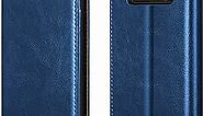 Belemay Case for Samsung Galaxy Note 8 Wallet, Genuine Cowhide Leather Case, [RFID Blocking] Card Holder Slots Wallet Case, Flip Folio Cover with Kickstand Compatible Samsung Galaxy Note 8, Blue