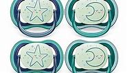 Philips Avent Ultra Air Pacifier - 4 x Light, Breathable Glow-in-The-Dark Baby Pacifiers for Babies Aged 6-18 Months, BPA Free with Sterilizer Carry Case, SCF376/08