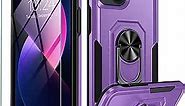 Oterkin for iPhone 13 Mini Case, [3 in 1] 13 Mini Case with [360°Rotatable Ring Stand] [Tempered Glass Screen Protector] Military Grade Shockproof Protective Phone Case for iPhone 13 Mini (Violet)