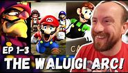 THIS IS INSANE! SMG4: The Waluigi Arc Ep 1 - 3 (Waluigi's Time, T-Pose Virus, Mario Cafe REACTION!)