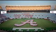 University of Alabama freshmen form UA logo in Bryant-Denny Stadium