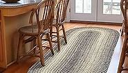 Super Area Rugs Braided Rugs Farmhouse Kitchen Rug - Ridgewood Gray Braided Rug for Living Room - Reversible - Indoor/Outdoor - Made in USA - Graphite/Beige, 2' X 6' Oval Runner