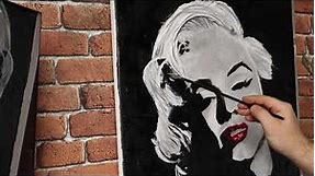 Marilyn Monroe black and white oil painting