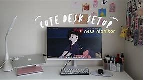 aesthetic desk makeover 2022: new monitor + new setup 🌷✨