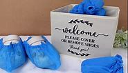 200 Pack Disposable Shoe Covers with Foldable Fabric Storage Box Waterproof Shoe Booties Disposable Non Slip Shoe Cover Holder for Front Door Porch Entryway Painters Guests Indoor (Beige)