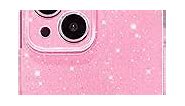 Hython Case for iPhone 14 Case Glitter Cute Sparkly Shiny Bling Sparkle Phone Cases 6.1", Thin Slim Fit Soft TPU Bumper Shockproof Rubber Protective Cover for Women Girls Girly, Bright Pink