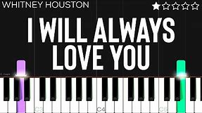 Whitney Houston - I Will Always Love You | EASY Piano Tutorial