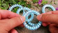 Round Iridescent Sky Blue Spiral Wrist Coil Key Chain Ring