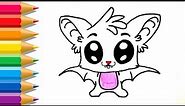 How to Draw a Cute Bat Easy | Bat Coloring Page for Kids | Learn Drawing and Colors for Children