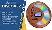 KLIM Discover Wood + Portable CD Player Walkman with Long-Lasting Battery + New + with Headphones + Radio FM + Compatible MP3 CD Player Portable + SD Card, FM Transmitter, Bluetooth + Ideal for Cars